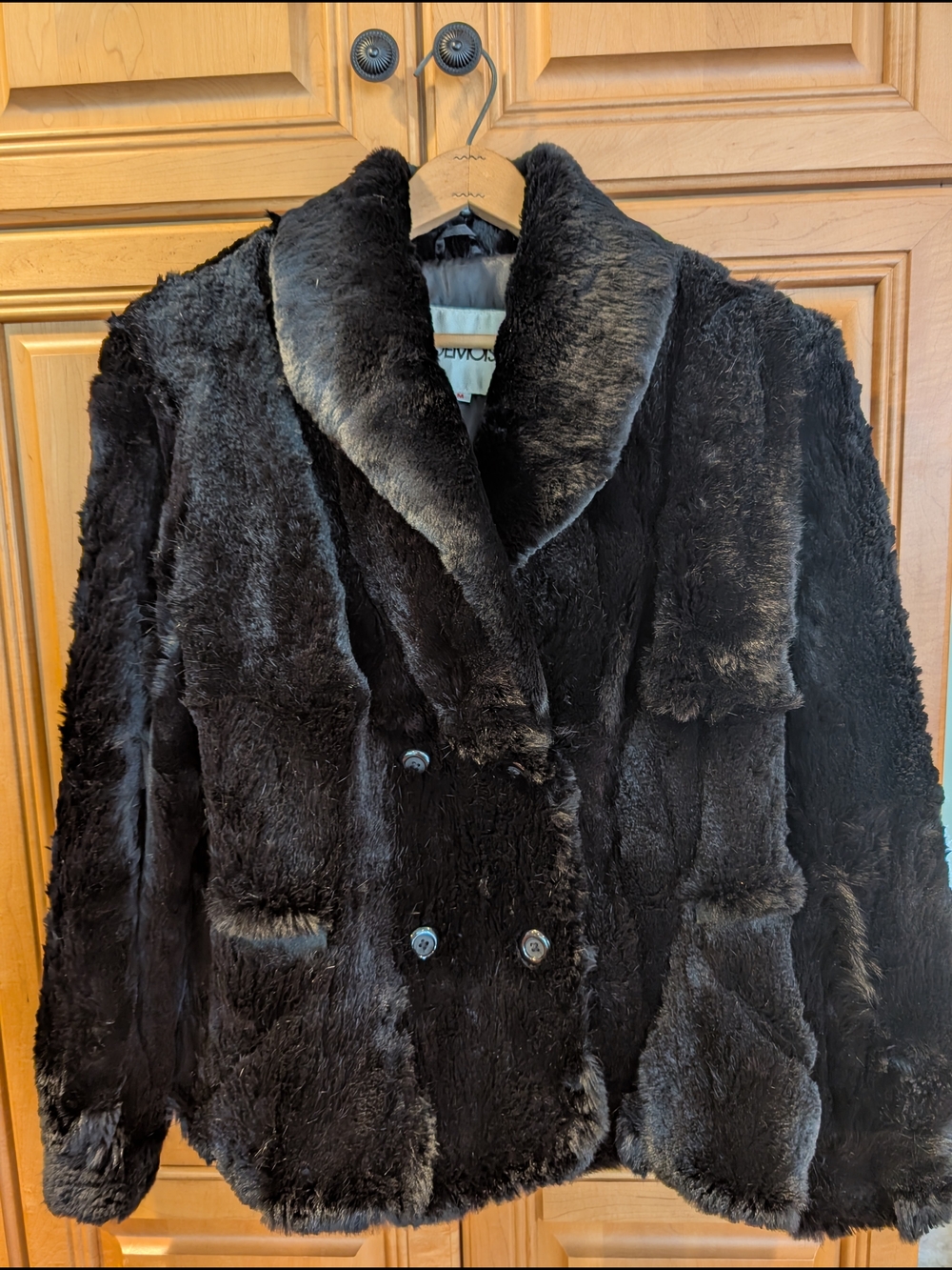 Genuine Rabbit Fur Double-Breasted Coat